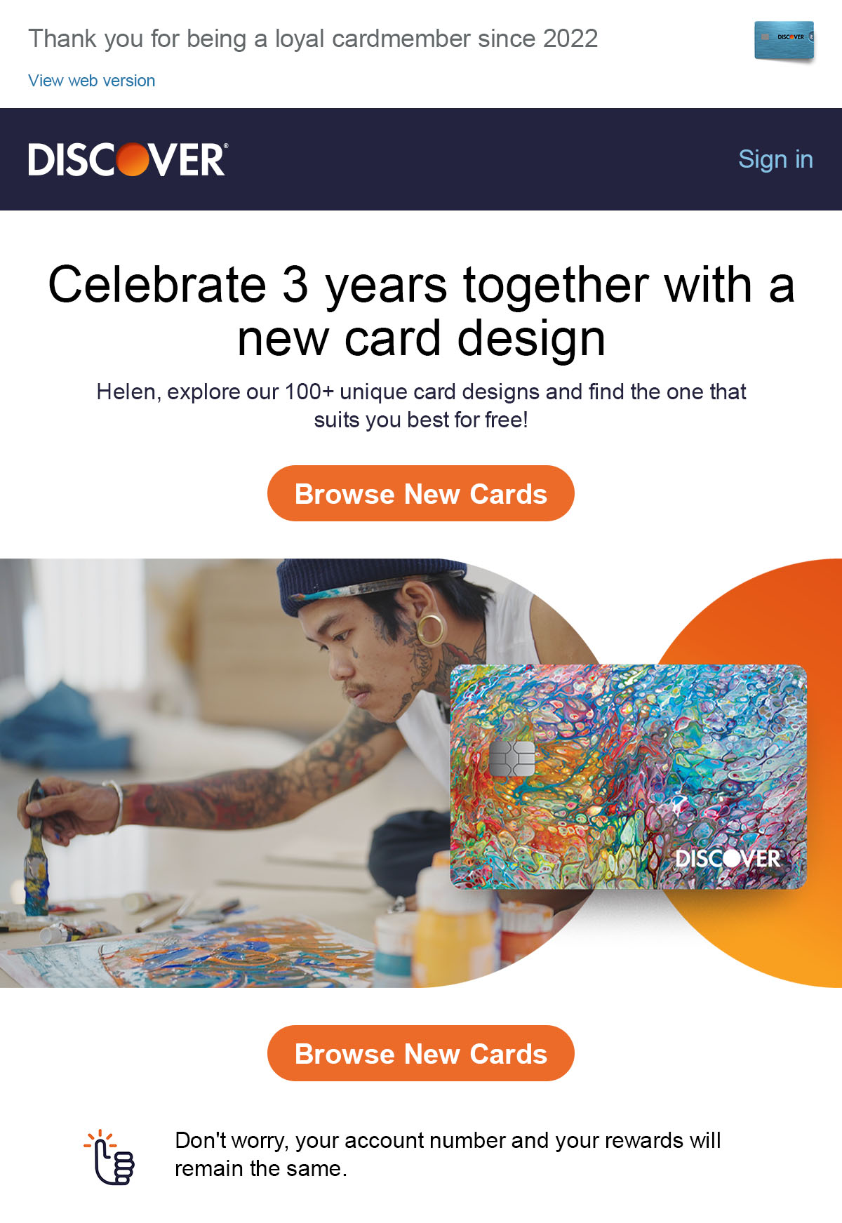 New Card Design with Lifestyle Email